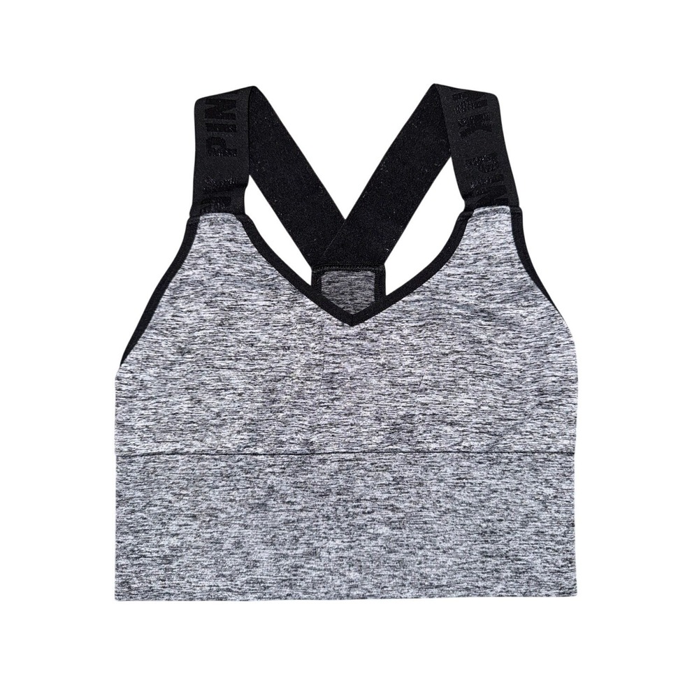 Victoria's Secret PINK Seamless Sports Bra Cropped Top Grey Black Size XS